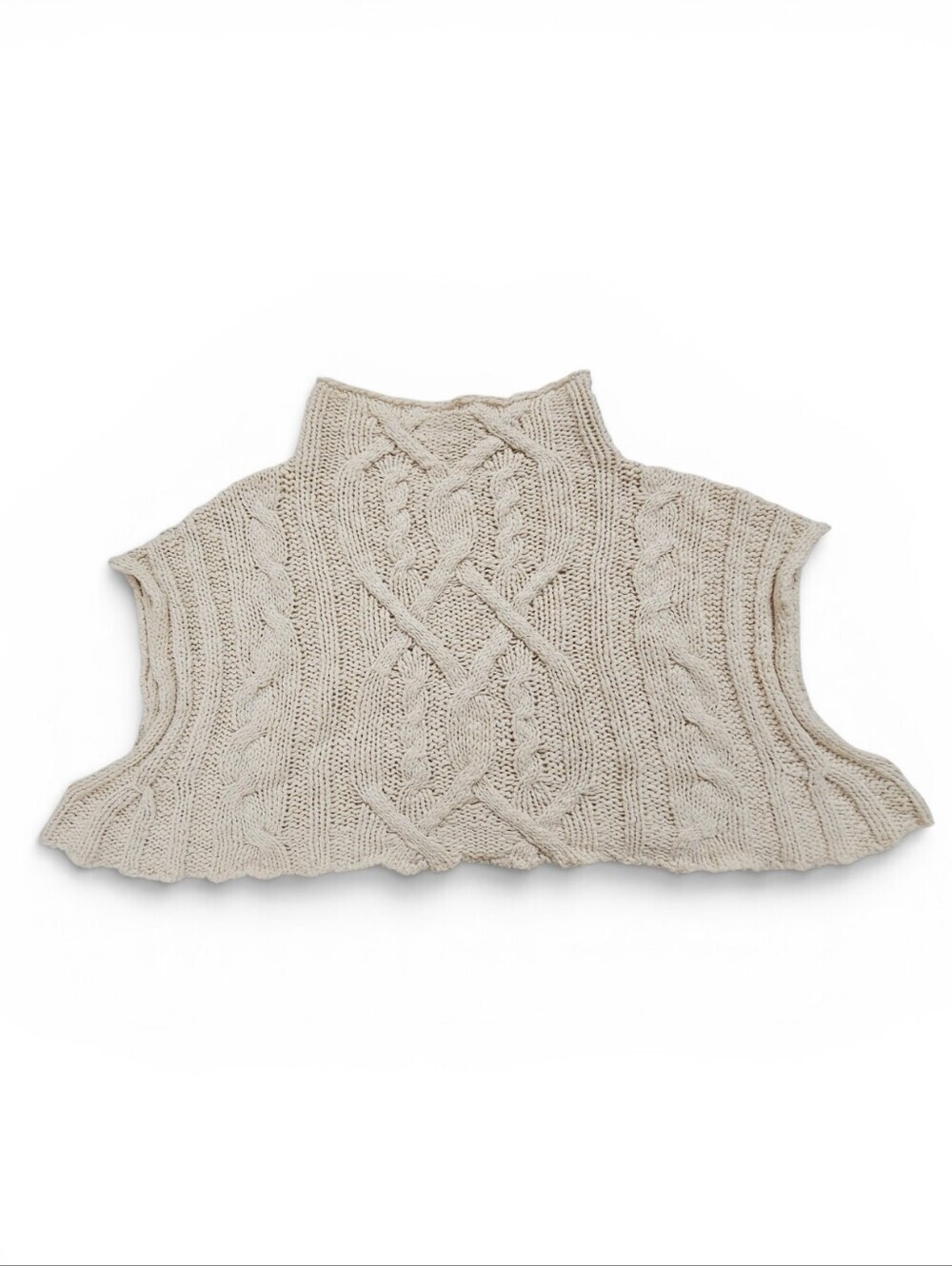 Free People Cable Knit Cropped Cotton Sweater In Ivory Size Large